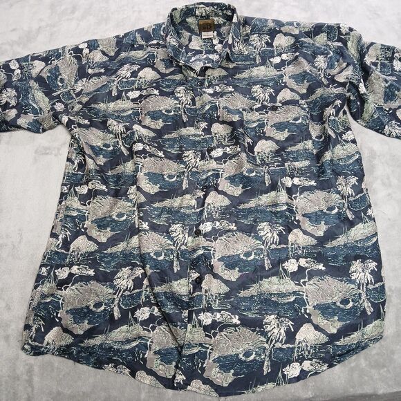 Lot Of 2 Bruno Silk Shirts XL Geometric Short Sleeve Button Up Italian Designed - Picture 7 of 11